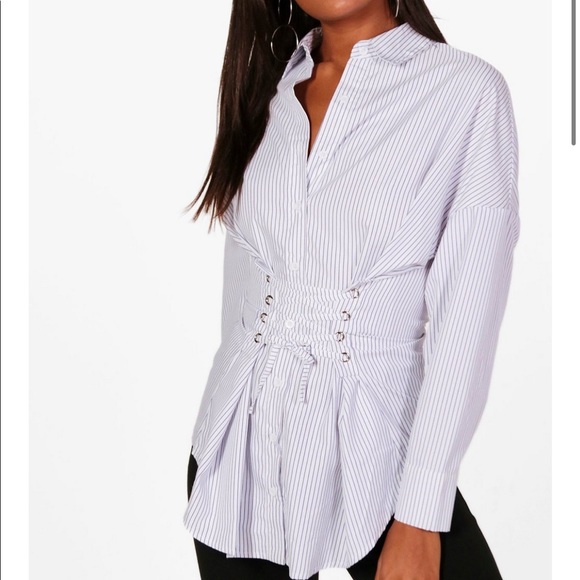 Stripe Corset Front Shirt - Picture 1 of 8